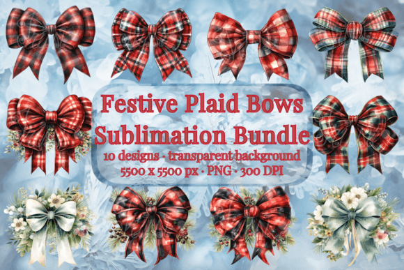 Download Christmas Plaid Bows Sublimation Bundle - Bundle Collection