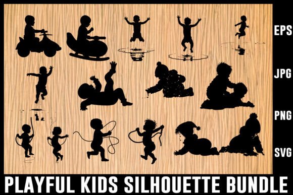 Download Playful Kids Silhouette Vector Bundle - Bundle Collection