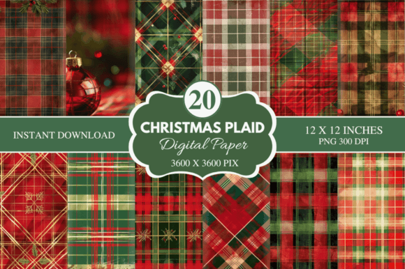 Download Christmas Plaid Digital Paper Bundle - Bundle Collection