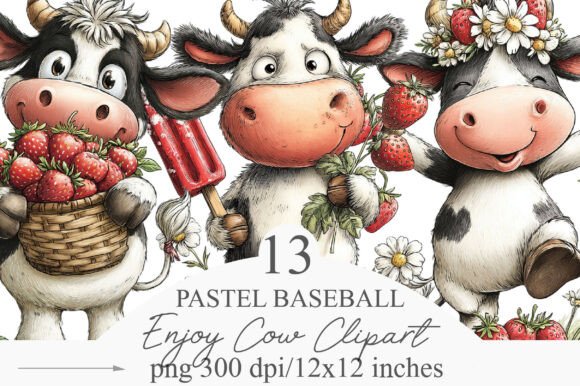 Download Whimsical Enjoy Cow Clipart Set-2 - Whimsical Collection