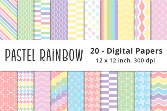 Download Pastel Rainbow Digital Paper Backgrounds - Bow Collection