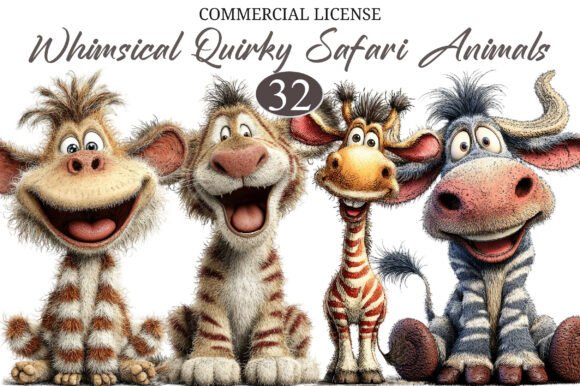 Download Whimsical Quirky Safari Animals Clipart - Whimsical Collection
