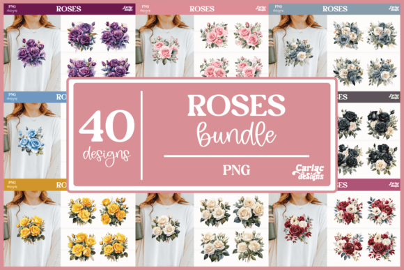 Download Watercolor Roses Sublimation PNG Bundle - Bundle Collection