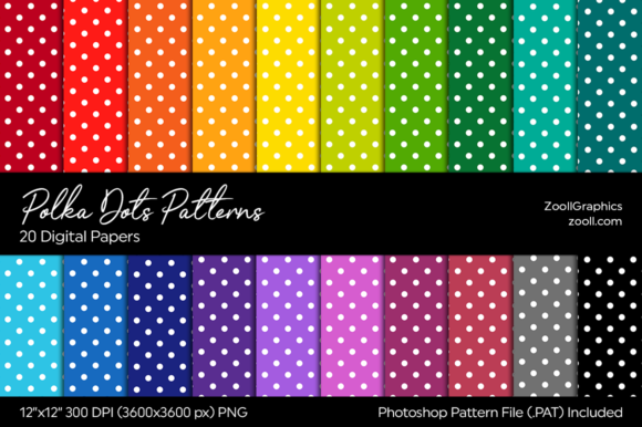 Download Polka Dots Rainbow Digital Papers - Bow Collection