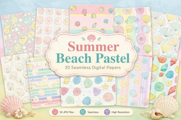 Download Summer Beach Pastel Seamless Bundle - Bundle Collection