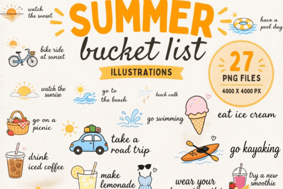Download Summer Bucket List PNG Bundle - Bundle Collection