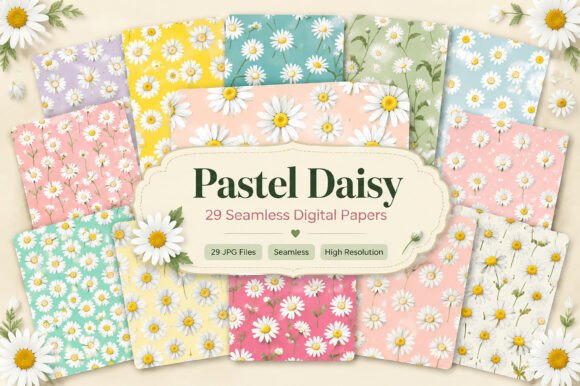 Download Pastel Daisy Seamless Bundle - Bundle Collection