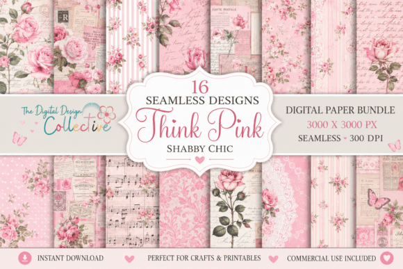 Download Seamless Pink Shabby Chic Papers Bundle - Bundle Collection