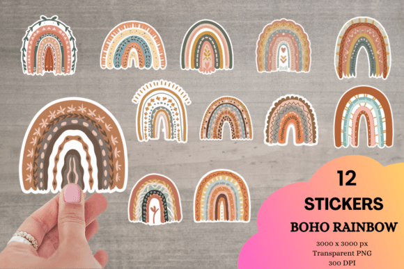 Download Boho Rainbow Digital Sticker Pack - Bow Collection