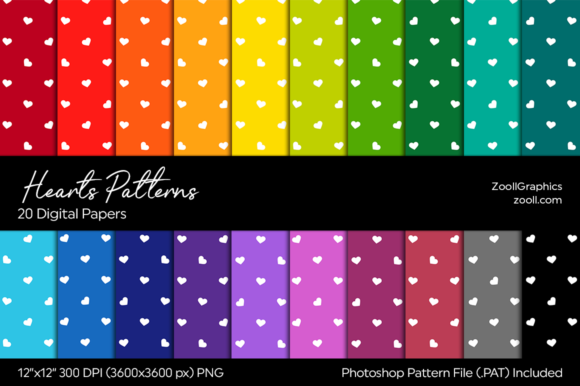 Download Hearts Rainbow Digital Papers - Bow Collection