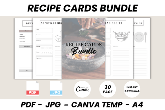 Download Recipe Cards Bundle Canva Template - Bundle Collection