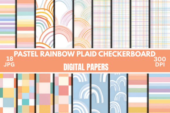 Download Pastel Rainbow Digital Paper Plaid Paper - Bow Collection