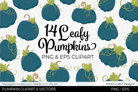 Download Leafy Pumpkins Clipart - Deep Ocean Blue - Ocean blue Collection