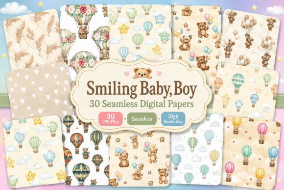 Download Smiling Baby, Boy Seamless Bundle - Bundle Collection