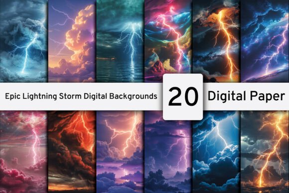 Download Epic Lightning Storm Digital Backgrounds - Backgrounds Collection