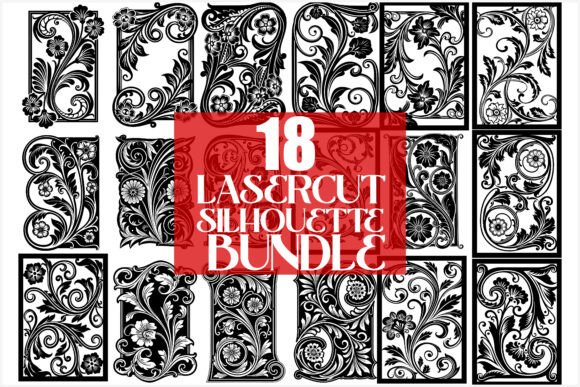 Download Elegant Laser Cut Floral Frames Bundle - Bundle Collection