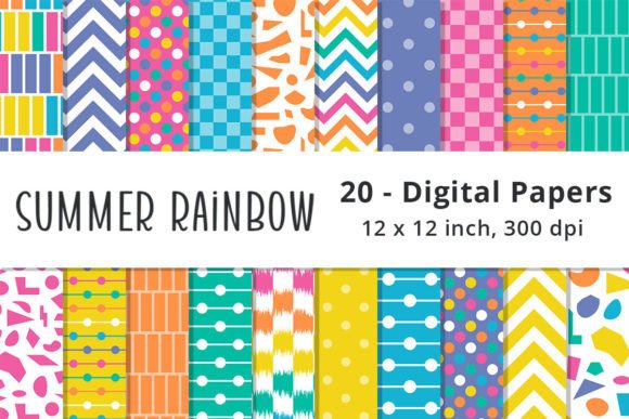 Download Summer Rainbow Digital Background Paper - Bow Collection