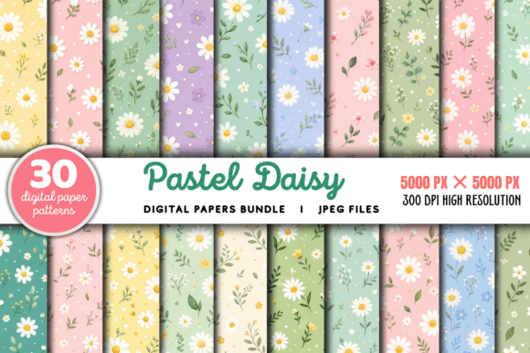 Download Pastel Daisy Digital Pattern Bundle - Bundle Collection