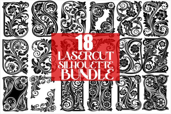 Download Elegant Laser Cut Floral Frames Bundle - Bundle Collection