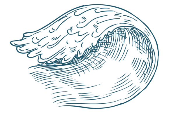 Download Surfing Wave Sketch. Ocean Blue Line Dra - Ocean blue Collection