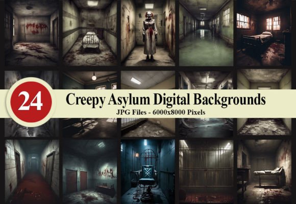 Download Creepy Asylum Digital Backgrounds V1 - Backgrounds Collection