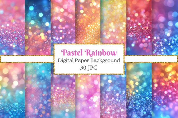 Download Pastel Rainbow Digital Backgrounds - Bow Collection