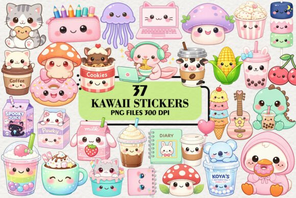 Download Kawaii Cute Stickers Clipart Bundle - Bundle Collection