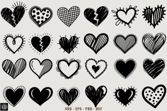 Download 35 Hand-Drawn Doodle Heart SVG Bundle - Bundle Collection