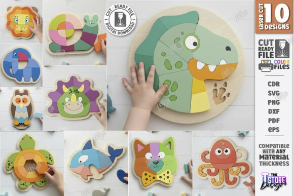 Download Animal Puzzles for Kids Laser Cut Bundle - Bundle Collection