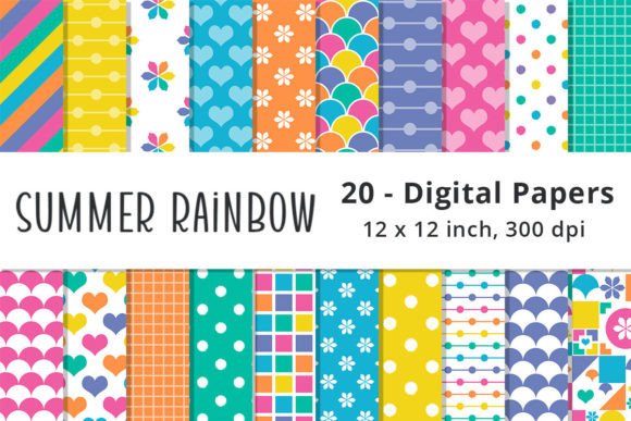 Download Summer Rainbow Digital Paper Download - Bow Collection