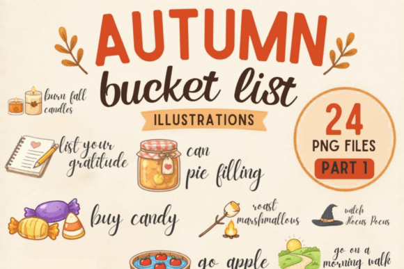 Download Autumn Bucket List PNG Bundle | 24 Fall - Bundle Collection