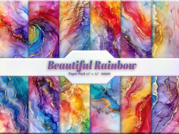 Download Beautiful Rainbow Digital Paper - Bow Collection