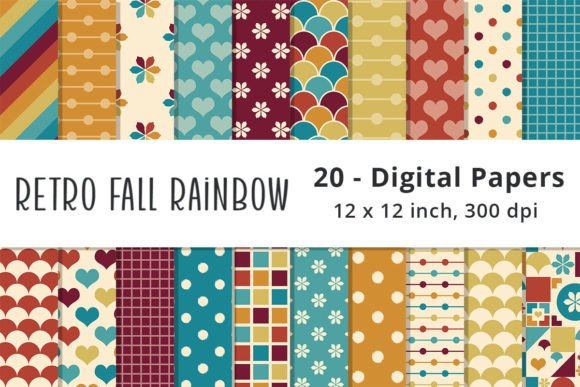 Download Retro Fall Rainbow Color Scrapbook Paper - Bow Collection