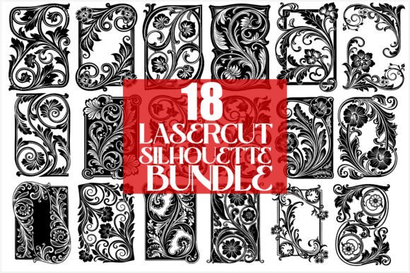 Download Elegant Laser Cut Floral Frames Bundle - Bundle Collection