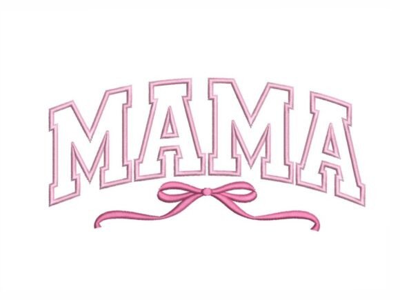 Download Mama Applique Pink Bow - Bow Collection