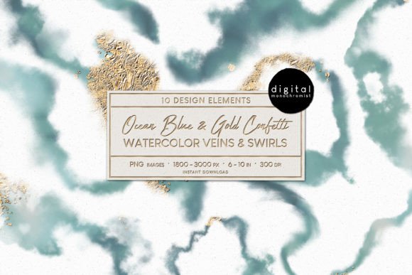 Download Ocean Blue Watercolor Veins &amp; Gold Foil - Ocean blue Collection