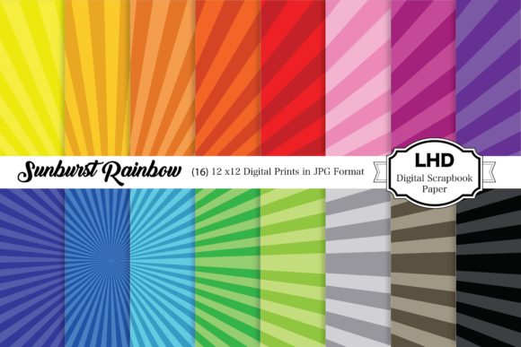 Download Sunburst Rainbow Digital Paper Pack - Bow Collection