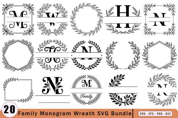Download Family Monogram Wreath SVG Bundle - Bundle Collection